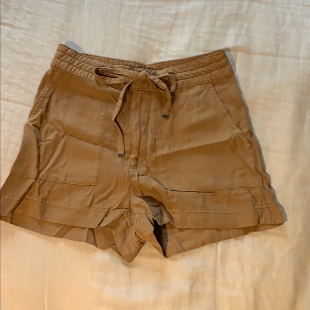 Tan High Waist Drawstring Shorts